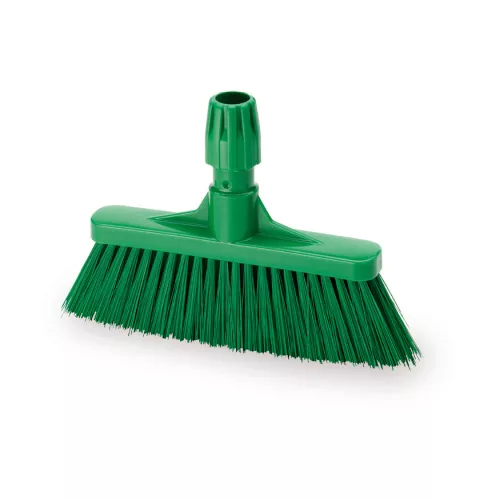 Igeax élelmiszeripari seprű, partvis fej, 28cm, billenő szemetes lapáthoz, 0,5mm közepes sörtével, zöld