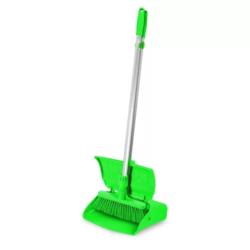 Igeax élelmiszeripari billenős szemetes lapát és seprű 28cm széles, 80cm nyéllel zöld 0,5 mm