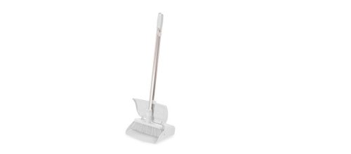 Igeax higiéniai műanyag billenős szemetes lapát és seprű 28cm széles, 80cm nyéllel fehér 0,5 mm,