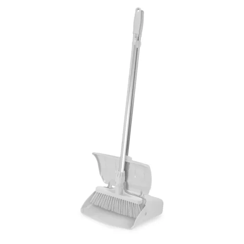 Igeax élelmiszeripari billenős szemetes lapát és seprű 28cm széles, 80cm nyéllel fehér 0,5 mm