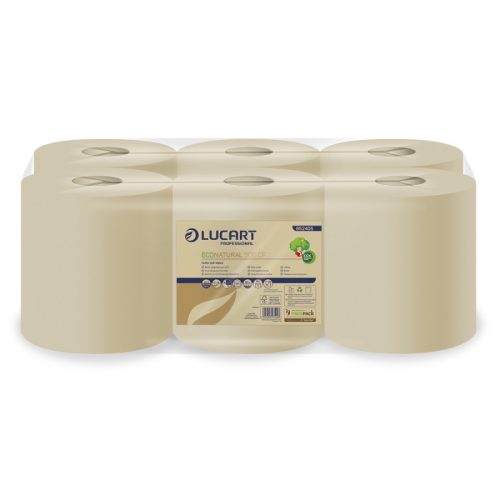 Lucart ECO Natural 500CF tekercses kéztörlő 2 rétegű, 500lap, 150m, 6 tekercs/zsugor, 40zsugor/raklap