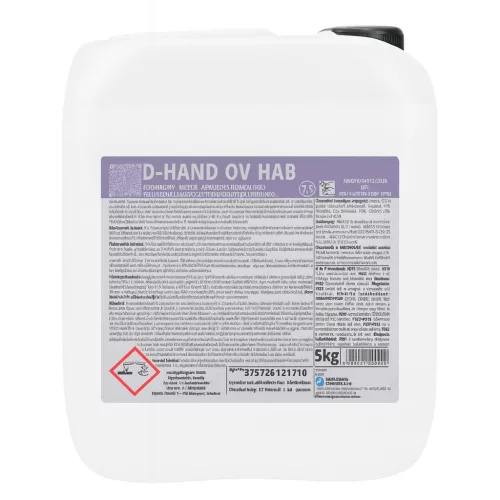 D-Hand QV HAB fertőtlenítő baktericid, fungicid, tuberkolocid, virucid, MRSA hatású habszappan 5kg