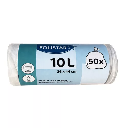 Folistar HNAT szemeteszsák fehér/átlátszó 36x44cm 10L HDPE 50 db/tekercs
