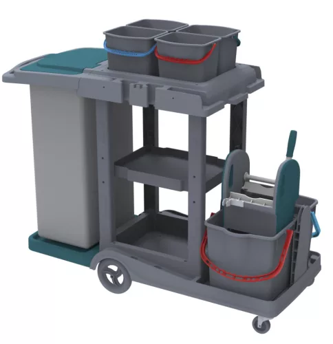Herkules Classic Takarító kocsi műanyag, 2x18l-es + 4x5L-es vödörrel