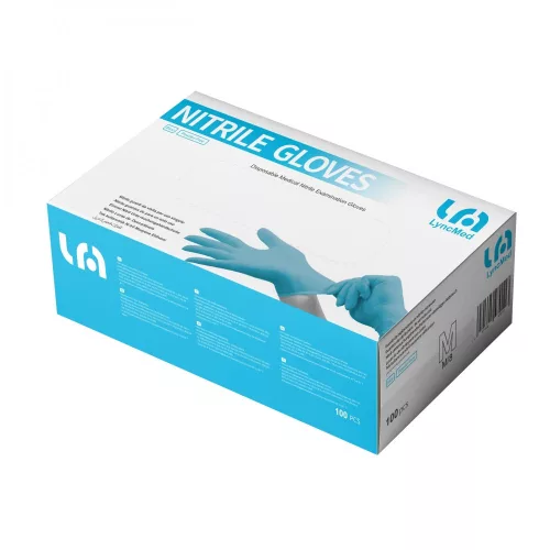 Lyncmed Nitril vizsgálókesztyű, púdermentes, kék "M" 100 db/doboz