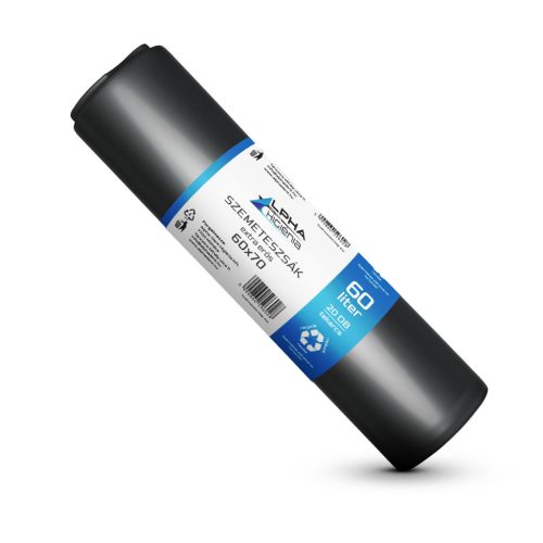 Szemeteszsák fekete 60x70 15mikron 60L 20db/tekercs