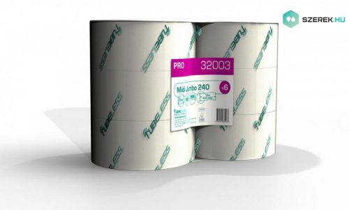 Tubeless MIDI toalettpapír 2 rétegű, fehér, 100% cellulóz, 242m, 12 tek/zsugor