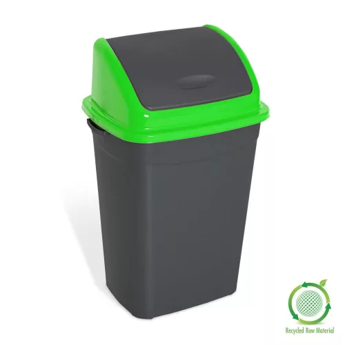 Planet Billenőfedeles szemetes kuka, műanyag, antracit/zöld, 50 L