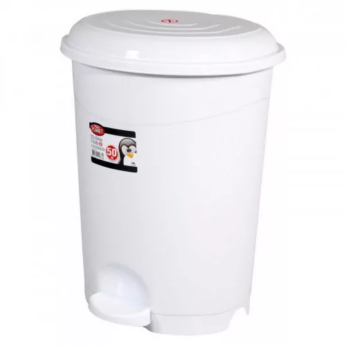 Planet Pedálos szemetes kuka, műanyag, LUXURY fehér, kivehető kosárral, 50L NO5