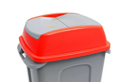 Planet Hippo hulladékgyűjtő szemetes fedél, műanyag, piros, 50L