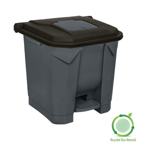 Planet Szelektív hulladékgyűjtő konténer, műanyag, pedálos, antracit/fekete, 30L