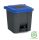 Planet Szelektív hulladékgyűjtő konténer, műanyag, pedálos, antracit/kék, 30L