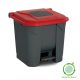 Planet Szelektív hulladékgyűjtő konténer, műanyag, pedálos, antracit/piros, 30L