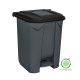 Planet Szelektív hulladékgyűjtő konténer, műanyag, pedálos, antracit, fekete, 50L