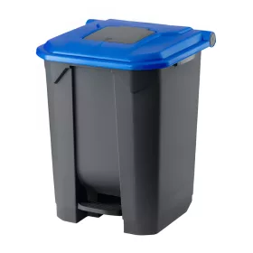   Planet Szelektív hulladékgyűjtő konténer, műanyag, pedálos, antracit, kék, 50L