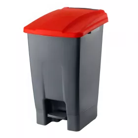   Planet Szelektív hulladékgyűjtő konténer, műanyag, pedálos, antracit/piros, 70L