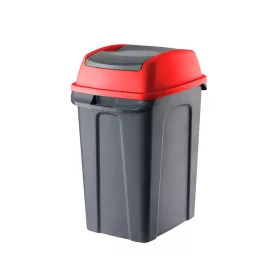   Planet Hippo Billenős Szelektív hulladékgyűjtő szemetes, műanyag, antracit/piros, 25L