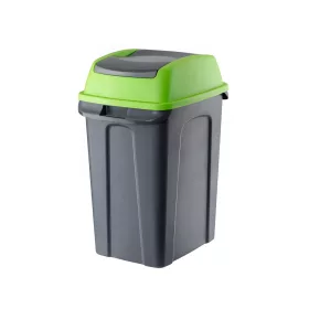   Planet Hippo Billenős Szelektív hulladékgyűjtő szemetes, műanyag, antracit/zöld, 25L