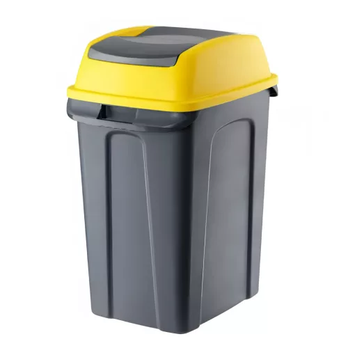 Planet Hippo Billenős Szelektív hulladékgyűjtő szemetes, műanyag, antracit/sárga, 70L
