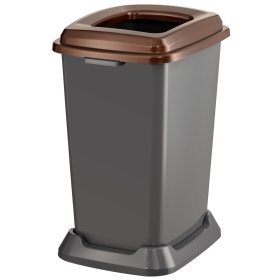   Planet Szelektív hulladékgyűjtő konténer, műanyag, nyitott fedeles, barna, 50L