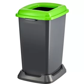   Planet Szelektív hulladékgyűjtő konténer, műanyag, nyitott fedeles, zöld, 50L