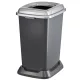 Planet Szelektív hulladékgyűjtő konténer, műanyag, nyitott fedeles, fém színű, 50L