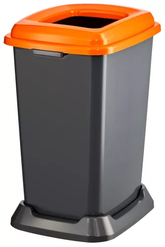 Planet Szelektív hulladékgyűjtő konténer, műanyag, nyitott fedeles, narancssárga, 50L