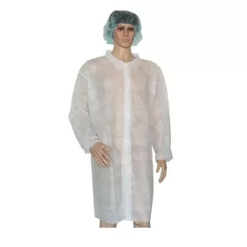   Látogató köpeny egyszerhasználatos PP zipzáros fehér 100x70cm, 42g, L