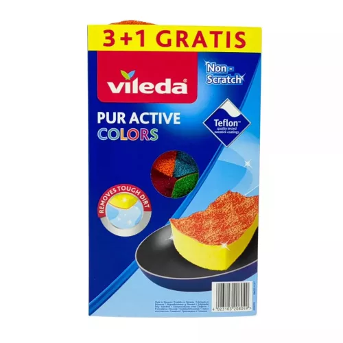 Vileda Pur Active COLORS mosogatószivacs 3+1 (4 db)