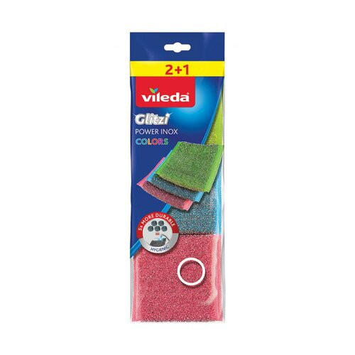 Vileda Glitzi COLORS POWER INOX Súrolópárna 2+1 db/csomag