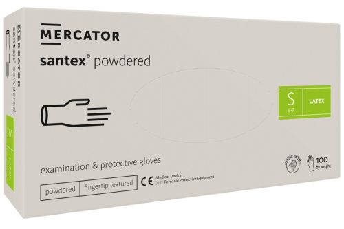 Gumikesztyű Mercator Santex latex PÚDERES "S" 100db/doboz, 10doboz/karton