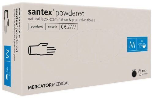 Gumikesztyű Mercator Santex latex PÚDERES "M" 100db/doboz, 10doboz/karton