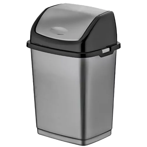 Dunya Fantasy, Billenőfedeles szemetes kuka, BPA mentes műanyag, antracit színű, 5 Liter