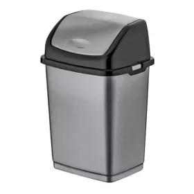   Dunya Fantasy, Billenőfedeles szemetes kuka, BPA mentes műanyag, Fekete/antracit színű, 10 Liter