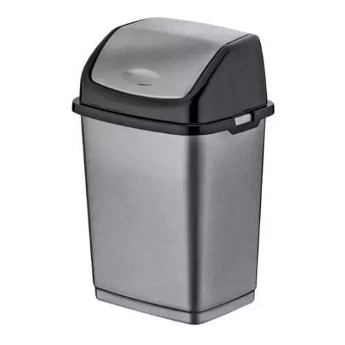Dunya Fantasy, Billenőfedeles szemetes kuka, BPA mentes műanyag, Fekete/antracit színű, 10 Liter