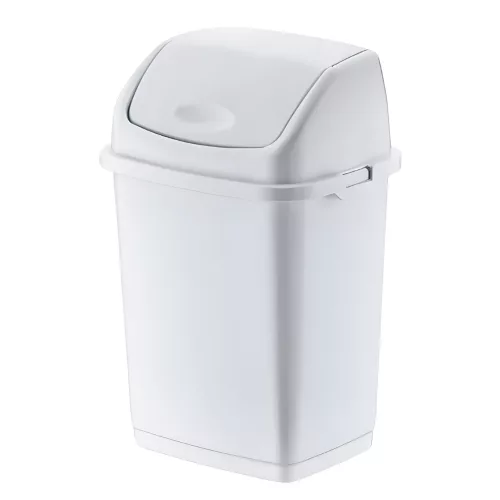 Dunya Fantasy, Billenőfedeles szemetes kuka, BPA mentes műanyag, Fehér színű, 10 Liter