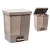 Planet Pedálos szemetes kuka DUO, osztott, műanyag, ECO BÉZS, 50L