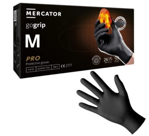 MERCATOR GoGrip Black Gumikesztyű M-es 50 db/csomag