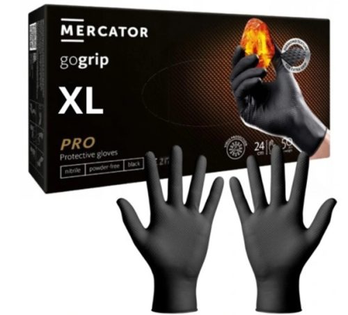 MERCATOR GoGrip Black Gumikesztyű XL-es 50 db/csomag