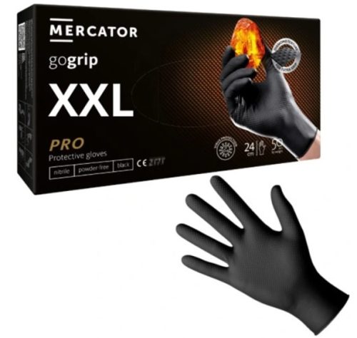 MERCATOR GoGrip Black Gumikesztyű XXL-es 50 db/csomag