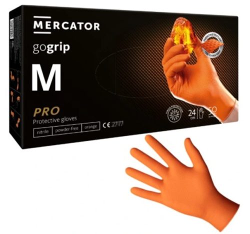 MERCATOR GoGrip Orange Gumikesztyű M-es 50 db/csomag