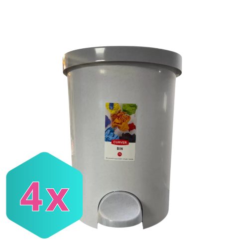 Szemetes pedálos 15L, Curver fehér/szürke KARTON - 4 db