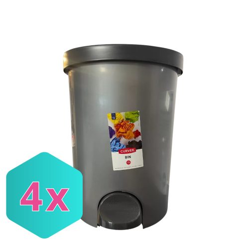 Szemetes pedálos 15L, Curver szürke/fekete KARTON - 4 db