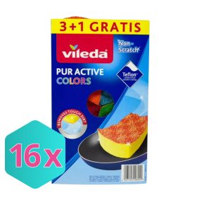 Vileda Pur Active COLORS mosogatószivacs 3+1 KARTON - 16 db