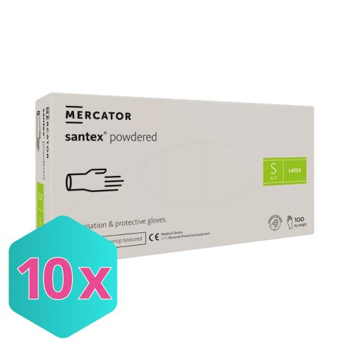 Gumikesztyű Mercator Santex latex PÚDERES "S" 100db/doboz KARTON - 10 doboz