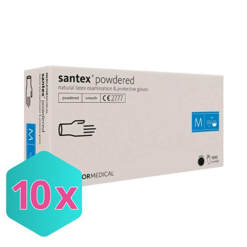 Gumikesztyű Mercator Santex latex PÚDERES "M" 100db/doboz KARTON - 10 doboz