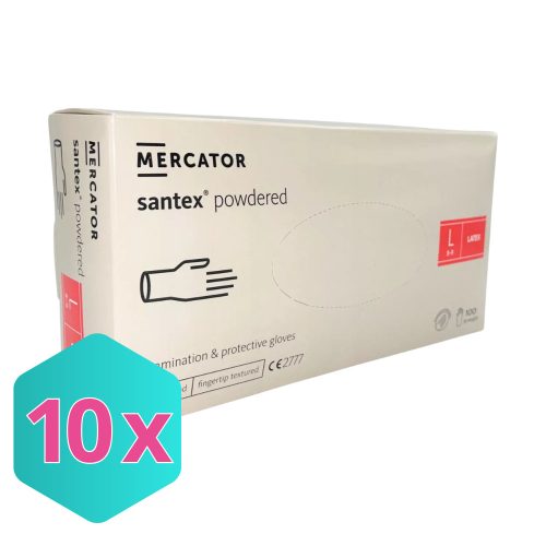 Gumikesztyű Mercator Santex latex PÚDERES "L" 100db/doboz KARTON - 10 doboz