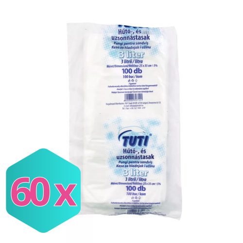 Tuti hűtő- és uzsonnástasak 3L - 25x35cm 100db KARTON - 60x100 db