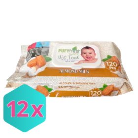   Pufy Fresh nedves törlőkendő almond milk 120db/csg KARTON - 12x120 db