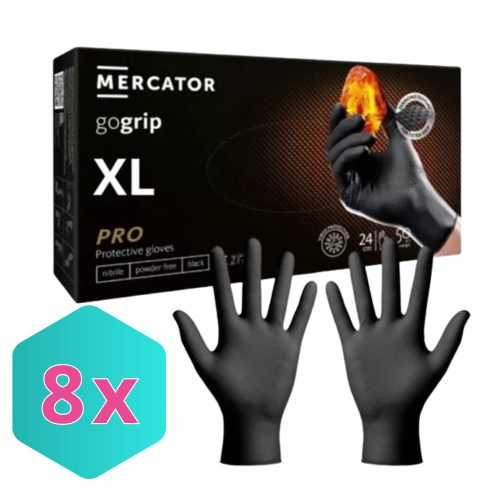 MERCATOR GoGrip Black Gumikesztyű XL-es 50 db/csomag KARTON - 8 csomag